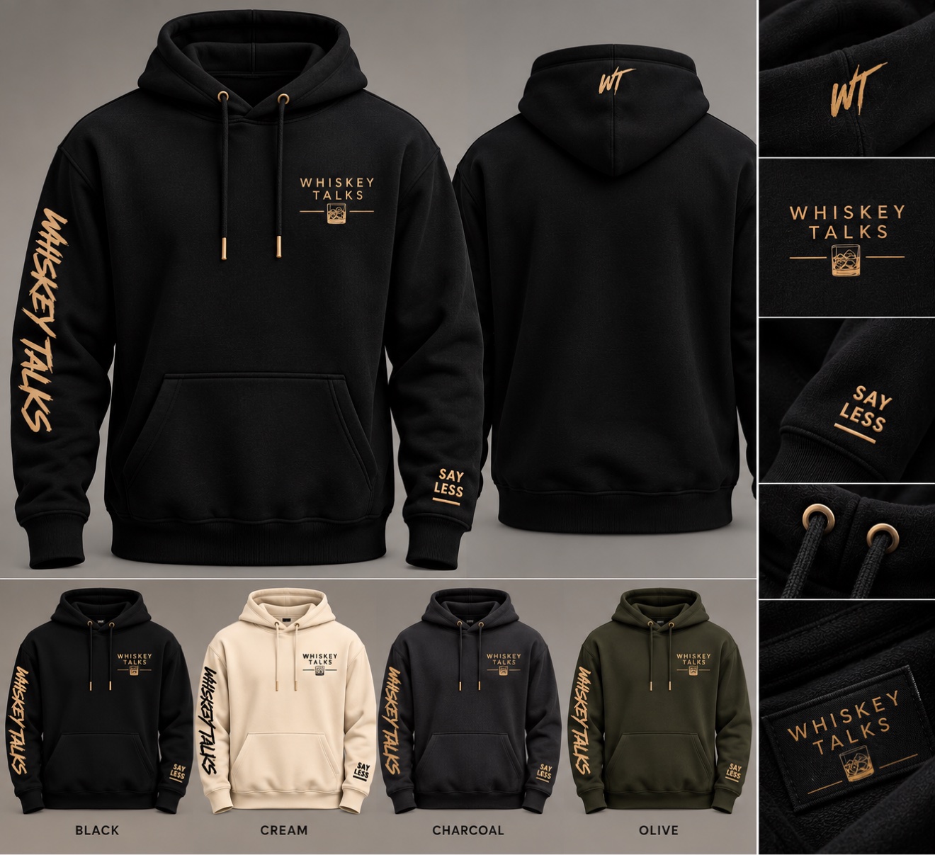 Whiskey Talks hoodie line